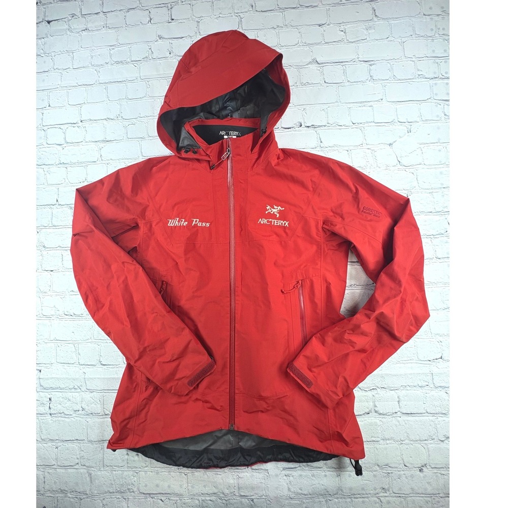 Arc'teryx Waterproof Jacket Womens M Orange Gore-Tex White Pass Ski Resort Logo